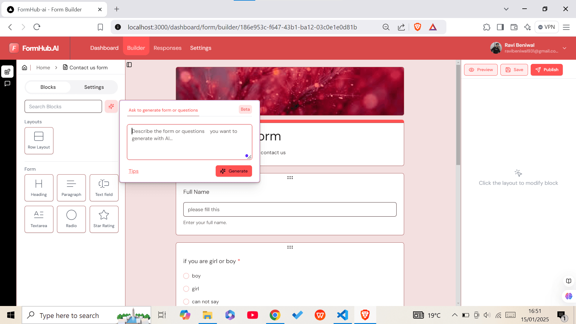 FormHub AI dashboard